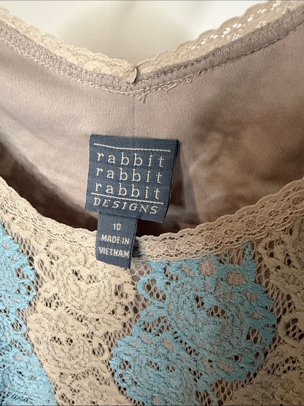 Rabbit Rabbit Rabbit Blue and Cream‎ Lace Midi Dress - Picture 2 of 5